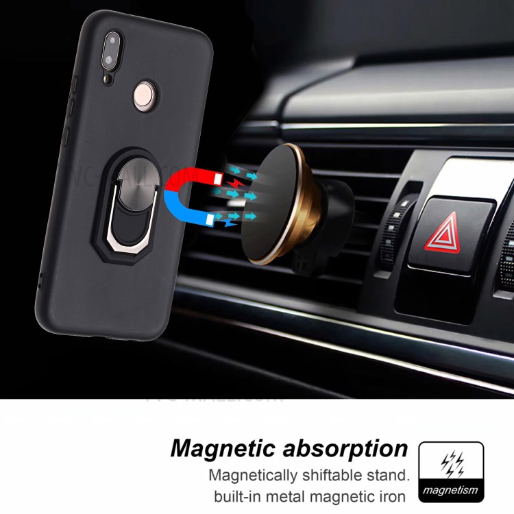Macio Tampa Da Caixa Do Telefone De Silicone Com Estribo Lateral Para Lite Huawei P20 (2018) / Nova 3e - Preto-5