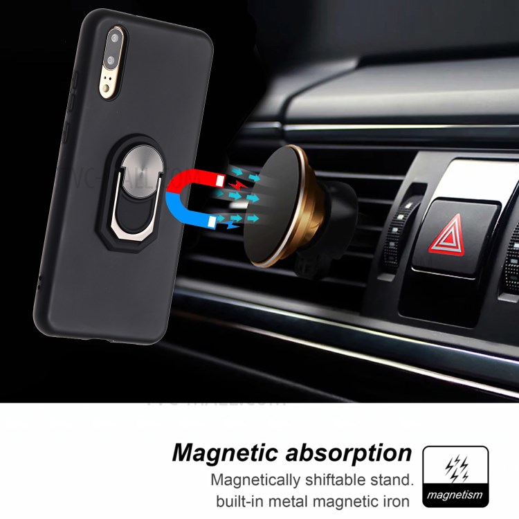 Macia Tampa Da Caixa De Telefone De Silicone Com Kickstand Para P20 Huawei - Preto-5