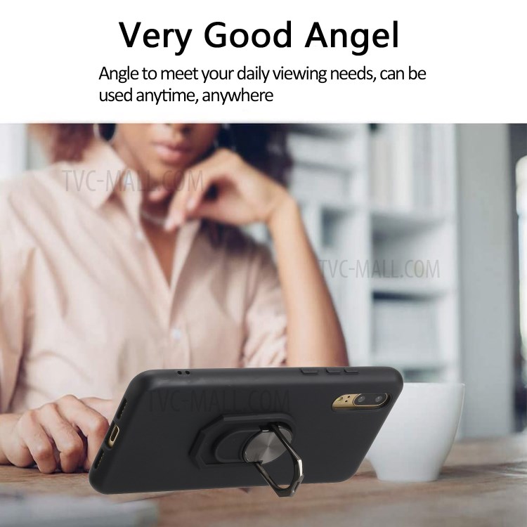 Macia Tampa Da Caixa De Telefone De Silicone Com Kickstand Para P20 Huawei - Preto-6