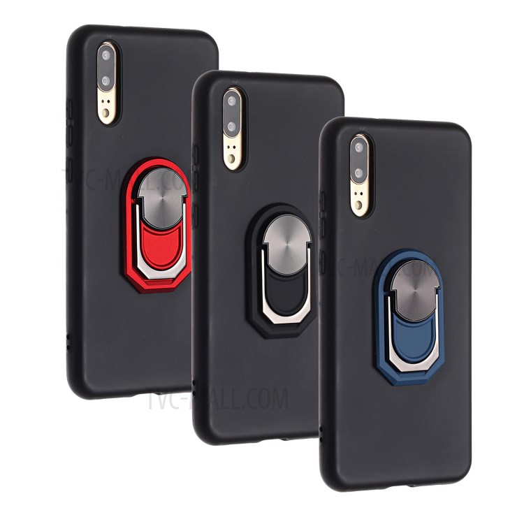 Macia Tampa Da Caixa De Telefone De Silicone Com Kickstand Para P20 Huawei - Preto-7