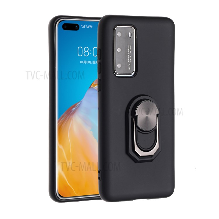 Kickstand Soft Phone Case Cover for Huawei P40 - Black-1