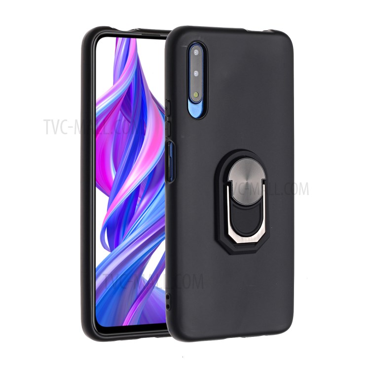 Kickstand Silicone Phone Shell Protective Case (Built-in Metal Sheet) for Huawei Honor 9X Pro/9X (For China)/Y9s - Black-1