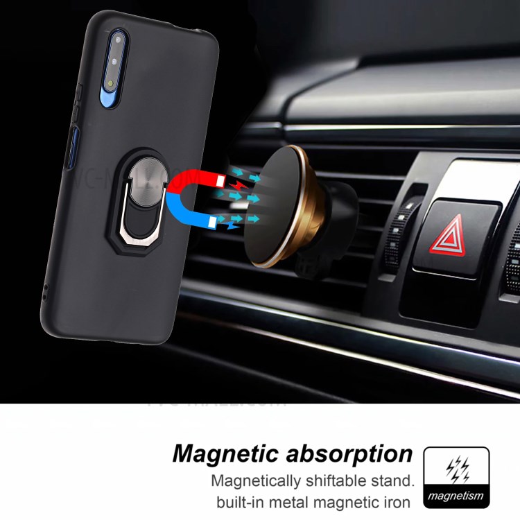 Kickstand Silicone Phone Shell Protective Case (Built-in Metal Sheet) for Huawei Honor 9X Pro/9X (For China)/Y9s - Black-5