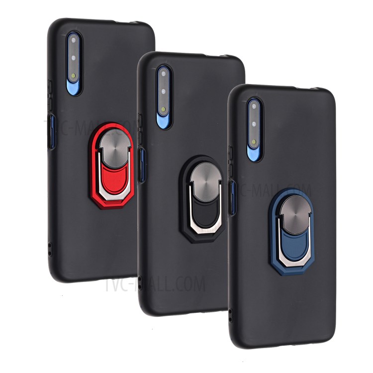 Kickstand Silicone Phone Shell Protective Case (Built-in Metal Sheet) for Huawei Honor 9X Pro/9X (For China)/Y9s - Black-7