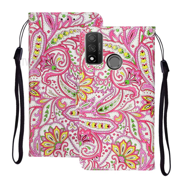 Em Relevo Caixa Do Telefone De Couro Carteira Padronizada Para Huawei P SMART 2020 - Flor Paisley-1