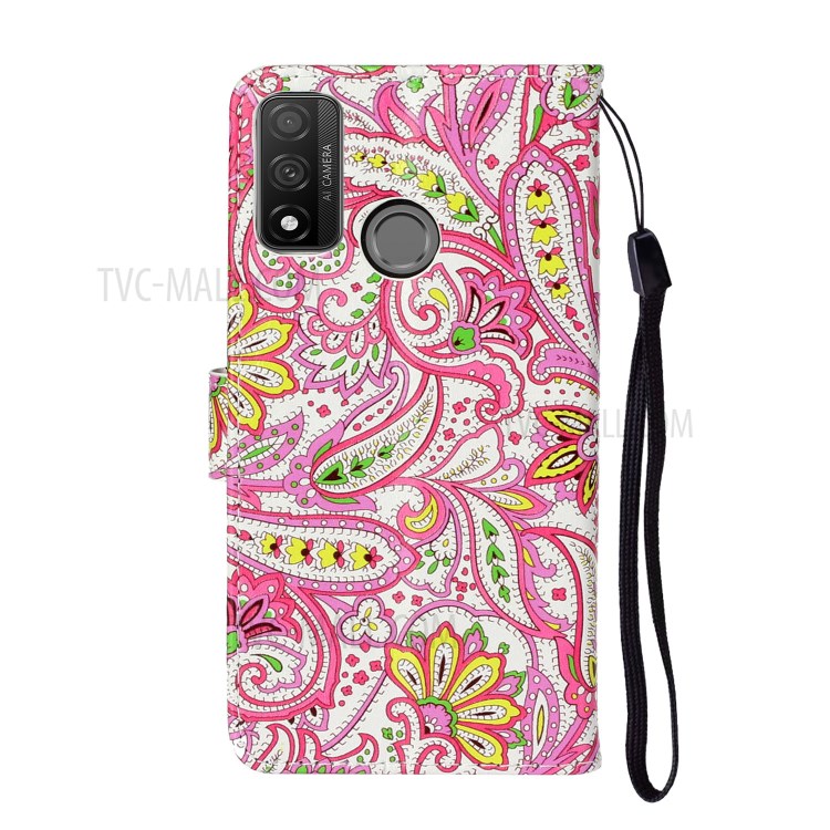 Em Relevo Caixa Do Telefone De Couro Carteira Padronizada Para Huawei P SMART 2020 - Flor Paisley-4