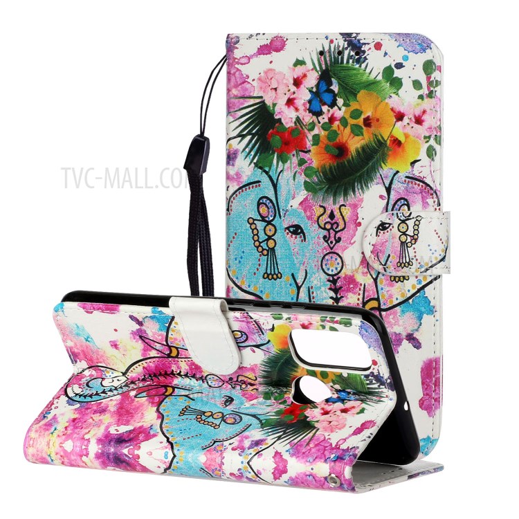En Relief Cas De Téléphone En Cuir Porte-monnaie À Motifs Pour P Smart 2020 Huawei - L'éléphant-2