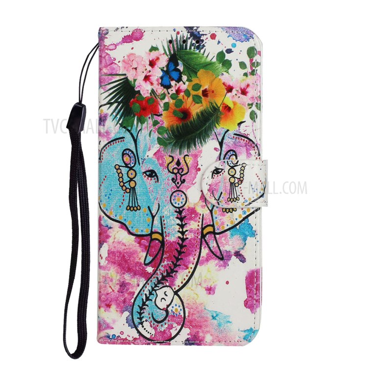 En Relief Cas De Téléphone En Cuir Porte-monnaie À Motifs Pour P Smart 2020 Huawei - L'éléphant-3
