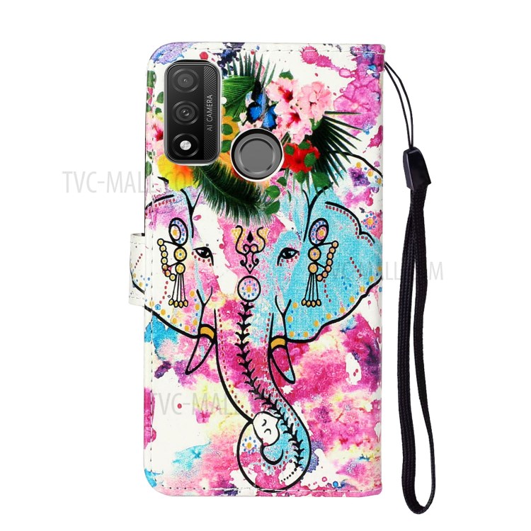 En Relief Cas De Téléphone En Cuir Porte-monnaie À Motifs Pour P Smart 2020 Huawei - L'éléphant-4