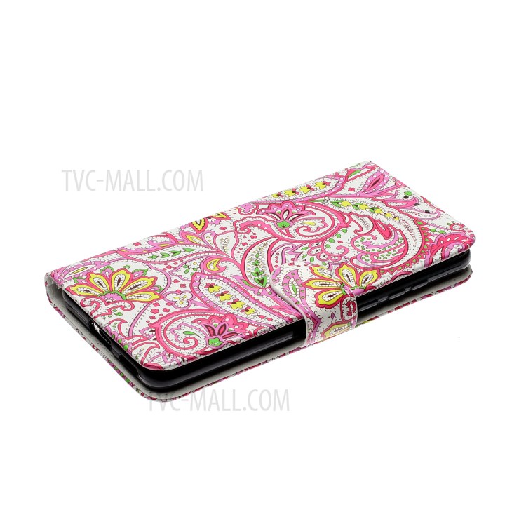 Embossed Patterned Wallet Leather Phone Shell with Strap for Huawei P40 - Paisley Flower-2