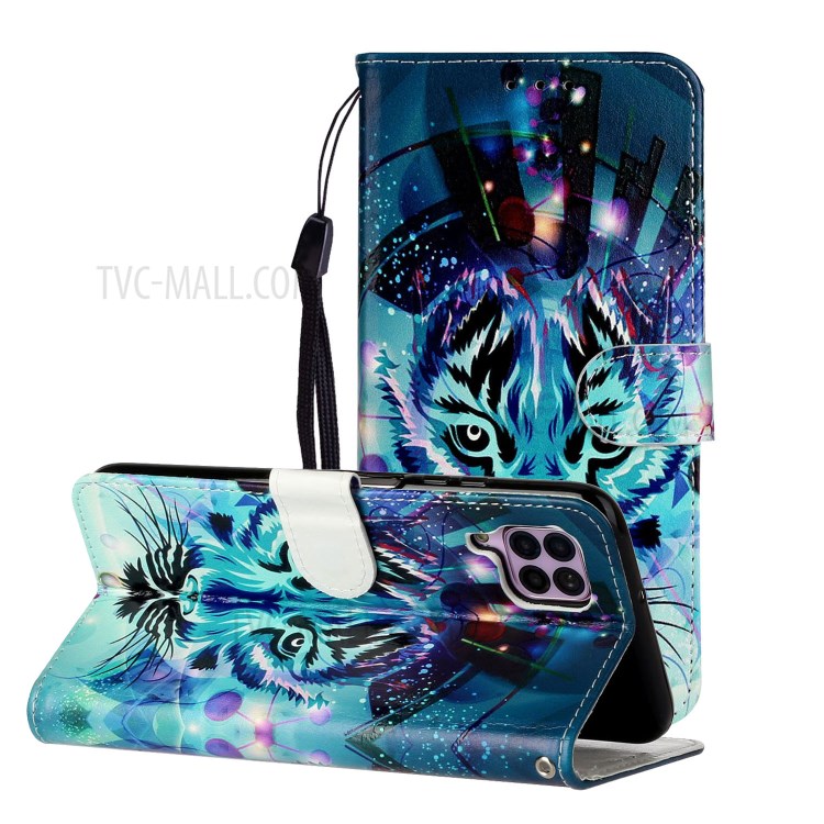 Caja De La Carpeta De Piel Cubierta De La Impresión Del Patrón En Relieve Para Huawei P40 Lite 4g / Nova 6 Se / Nova 7i - Cara Del Tigre-2