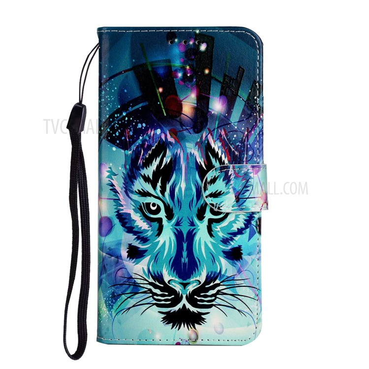 Caja De La Carpeta De Piel Cubierta De La Impresión Del Patrón En Relieve Para Huawei P40 Lite 4g / Nova 6 Se / Nova 7i - Cara Del Tigre-3