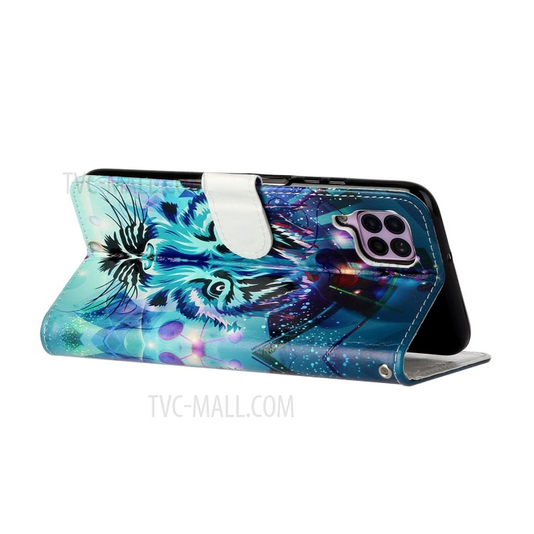 Caja De La Carpeta De Piel Cubierta De La Impresión Del Patrón En Relieve Para Huawei P40 Lite 4g / Nova 6 Se / Nova 7i - Cara Del Tigre-5