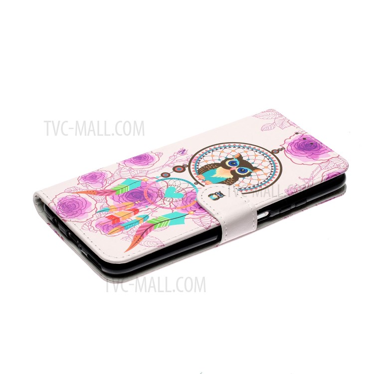 Embossed Pattern Printing Cover Leather Wallet Case for Huawei P40 lite 4G/nova 6 SE/Nova 7i - Owl and Dream Catcher-6