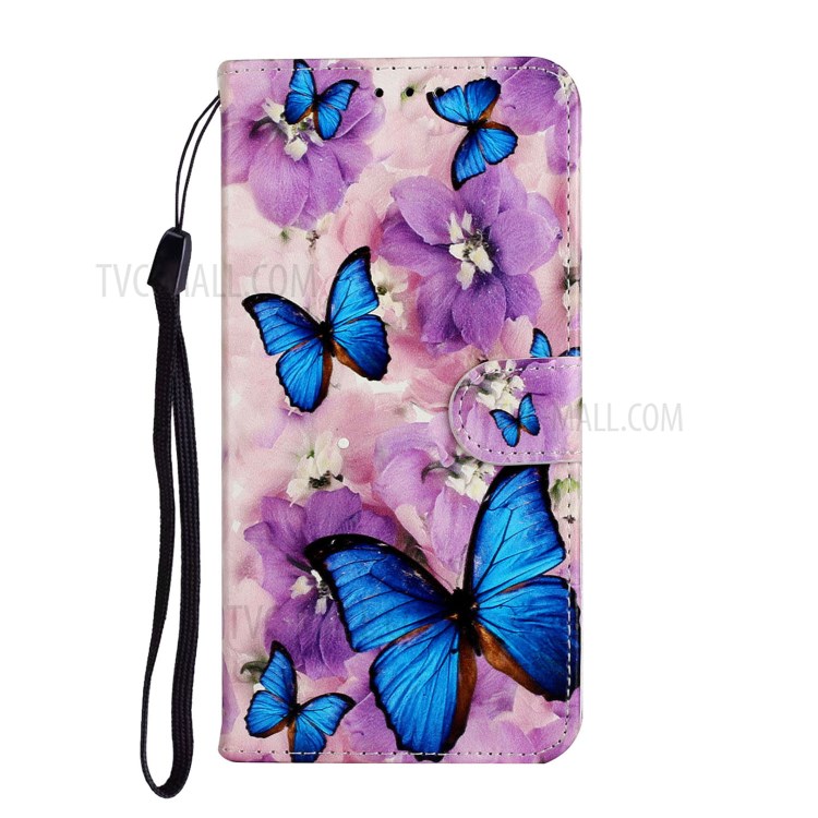 En Relief Cas De Téléphone Portable En Cuir Porte-monnaie Pour Motif Pro P40 Huawei - Papillons Bleus-3