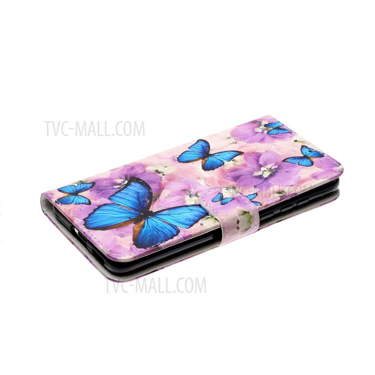 En Relief Cas De Téléphone Portable En Cuir Porte-monnaie Pour Motif Pro P40 Huawei - Papillons Bleus-6