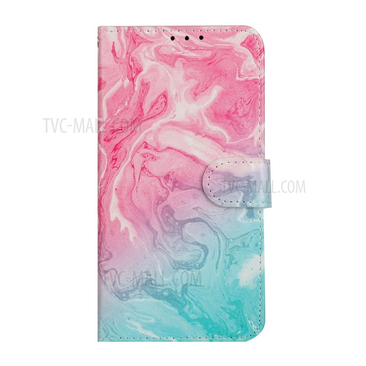 Pattern Printing Shell Leather Wallet Phone Cover for Huawei P40 Pro - Pink/Blue-5