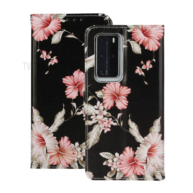 Motif Shell Impression Couverture De Téléphone Porte-monnaie En Cuir Pour P40 Pro Huawei - Fleur Rose-2