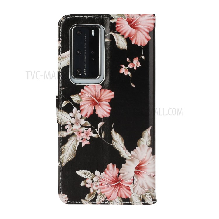 Motif Shell Impression Couverture De Téléphone Porte-monnaie En Cuir Pour P40 Pro Huawei - Fleur Rose-4