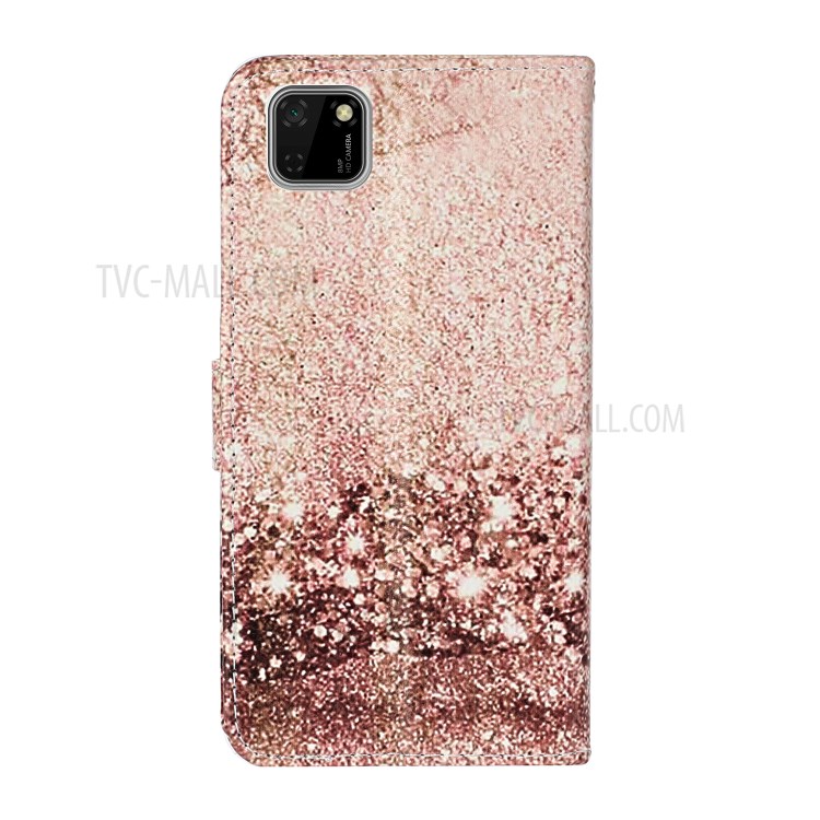 Pattern Printing Shell Leather Wallet Cell Phone Cover for Huawei Y5p - Gold-4