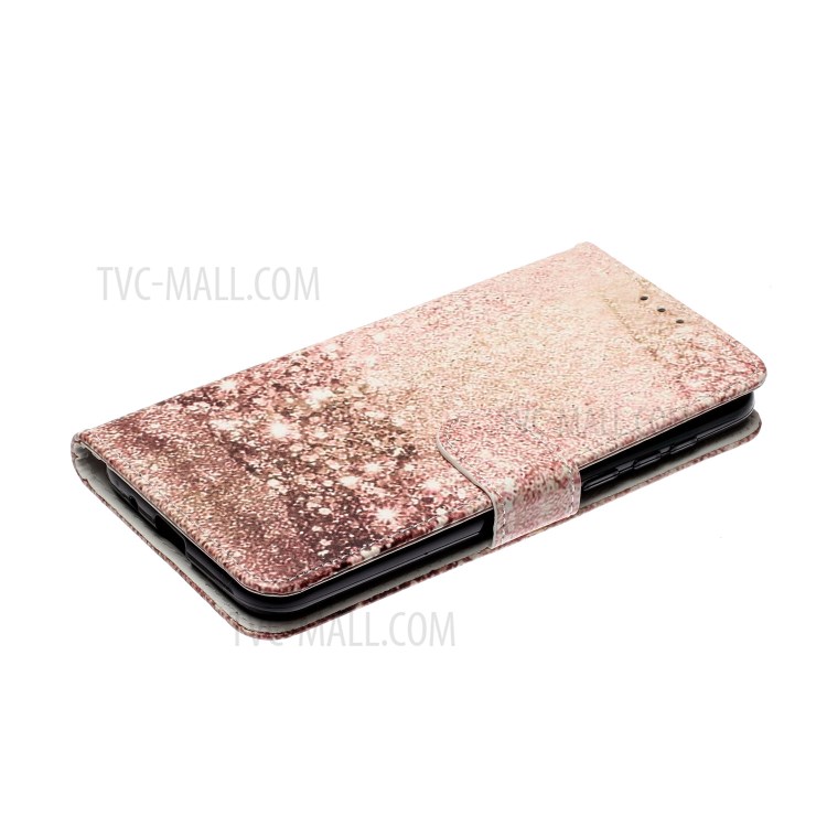 Pattern Printing Shell Leather Wallet Cell Phone Cover for Huawei Y5p - Gold-6