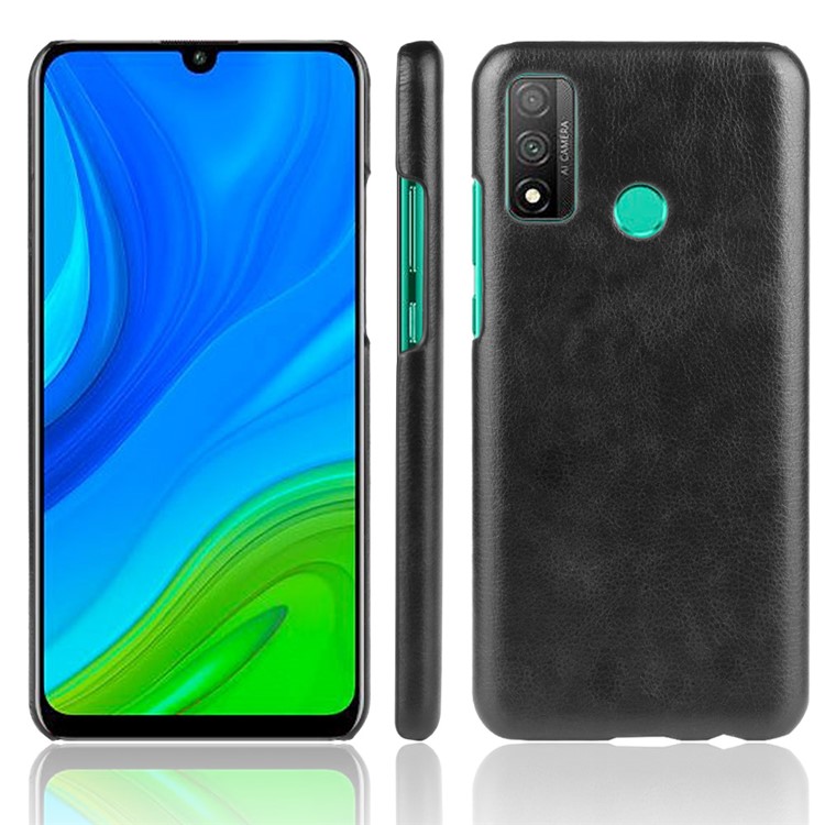 Litchi Skin PU Leather Coated PC Unique Shell for Huawei P smart 2020 - Black-1