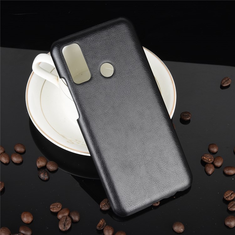 Litchi Skin PU Leather Coated PC Unique Shell for Huawei P smart 2020 - Black-5