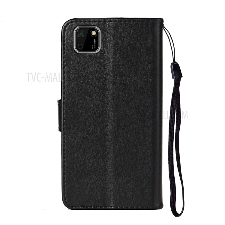 Couro Caso Único Telefone De Design Com Alça Para Y5p Huawei - Preto-4