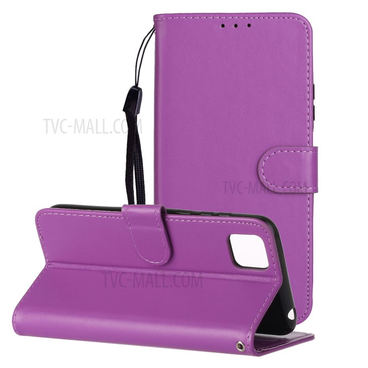 Leather Unqiue Design Phone Case with Strap for Huawei Y5p/Honor 9S - Purple-1