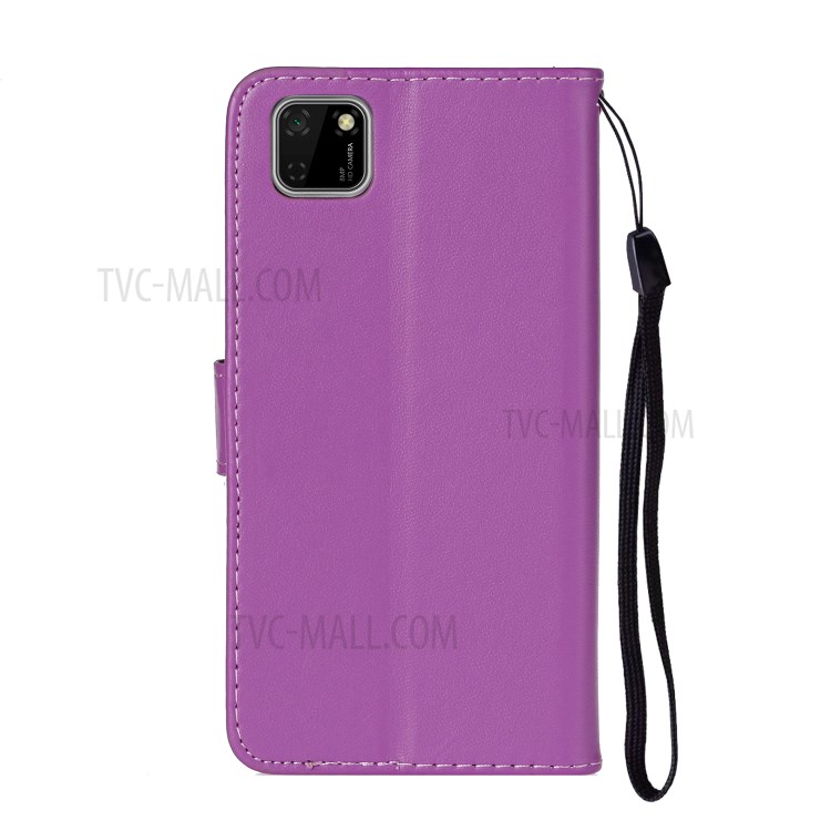 Leather Unqiue Design Phone Case with Strap for Huawei Y5p/Honor 9S - Purple-4