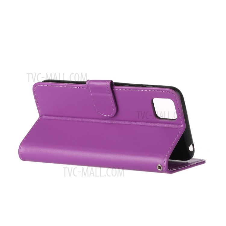 Leather Unqiue Design Phone Case with Strap for Huawei Y5p/Honor 9S - Purple-5