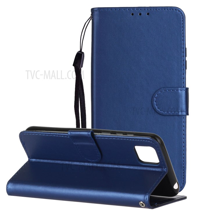 Leather Unqiue Design Phone Case with Strap for Huawei Y5p/Honor 9S - Blue-1