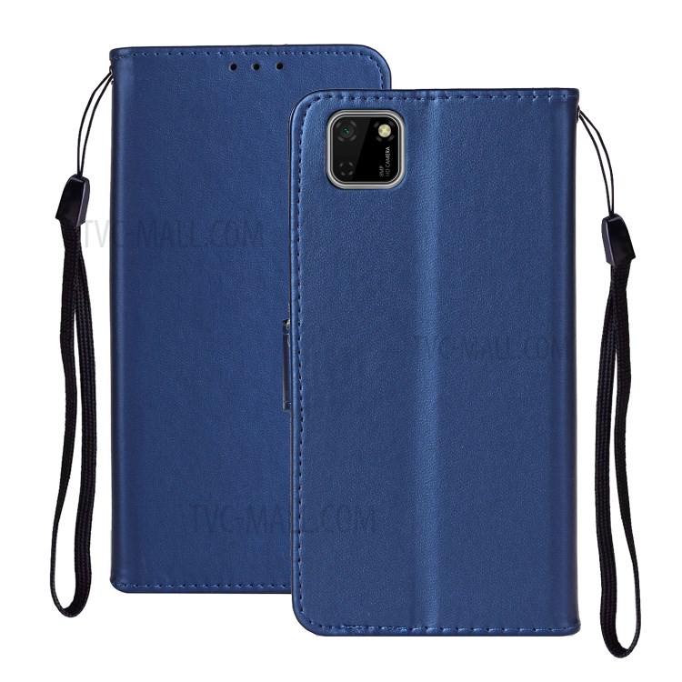 Leather Unqiue Design Phone Case with Strap for Huawei Y5p/Honor 9S - Blue-2