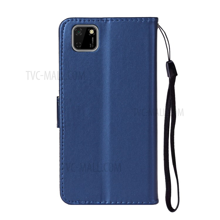 Leather Unqiue Design Phone Case with Strap for Huawei Y5p/Honor 9S - Blue-4