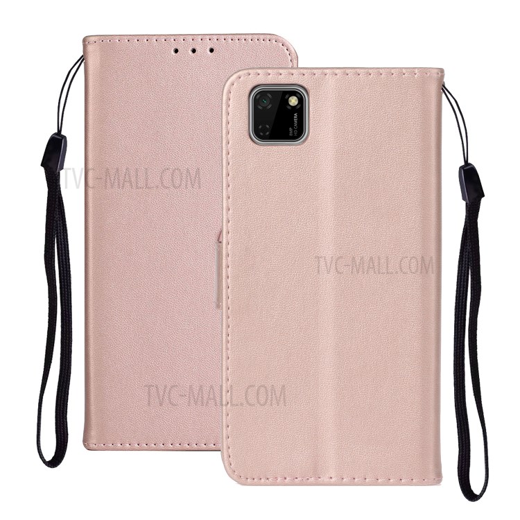 Leather Unqiue Design Phone Case with Strap for Huawei Y5p/Honor 9S - Rose Gold-2