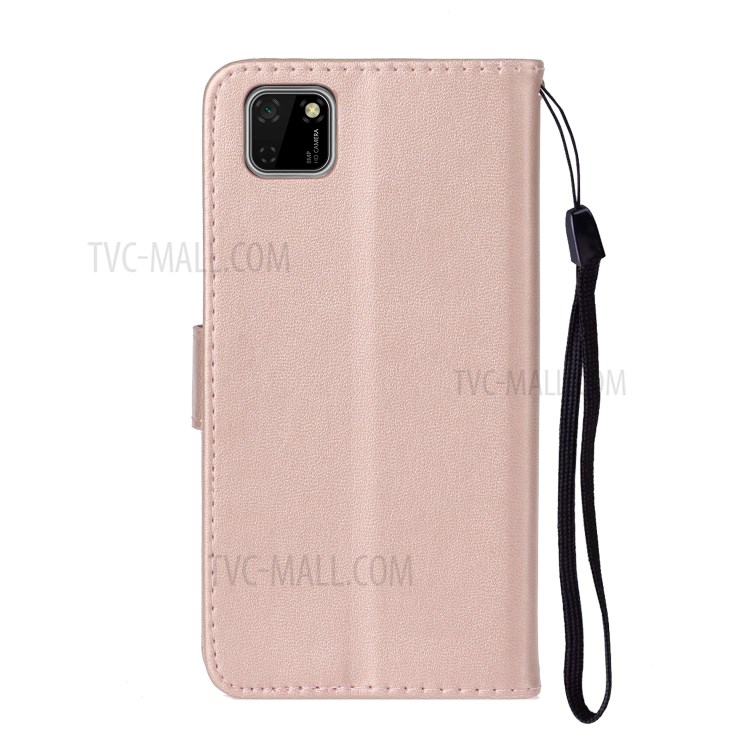 Leather Unqiue Design Phone Case with Strap for Huawei Y5p/Honor 9S - Rose Gold-4