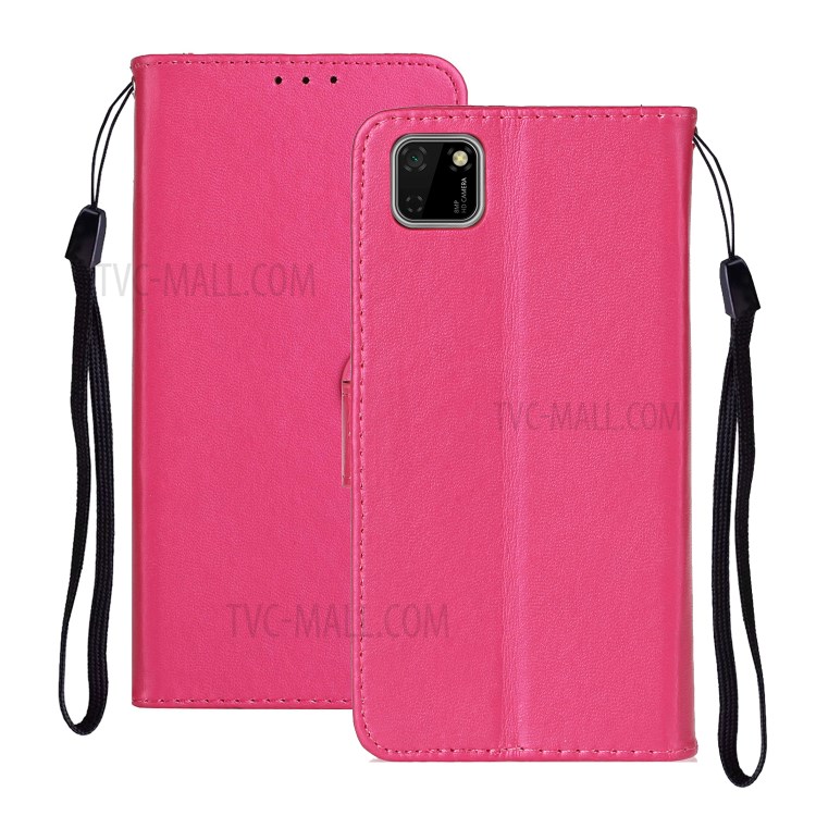 Leather Unqiue Design Phone Case with Strap for Huawei Y5p/Honor 9S - Rose-2