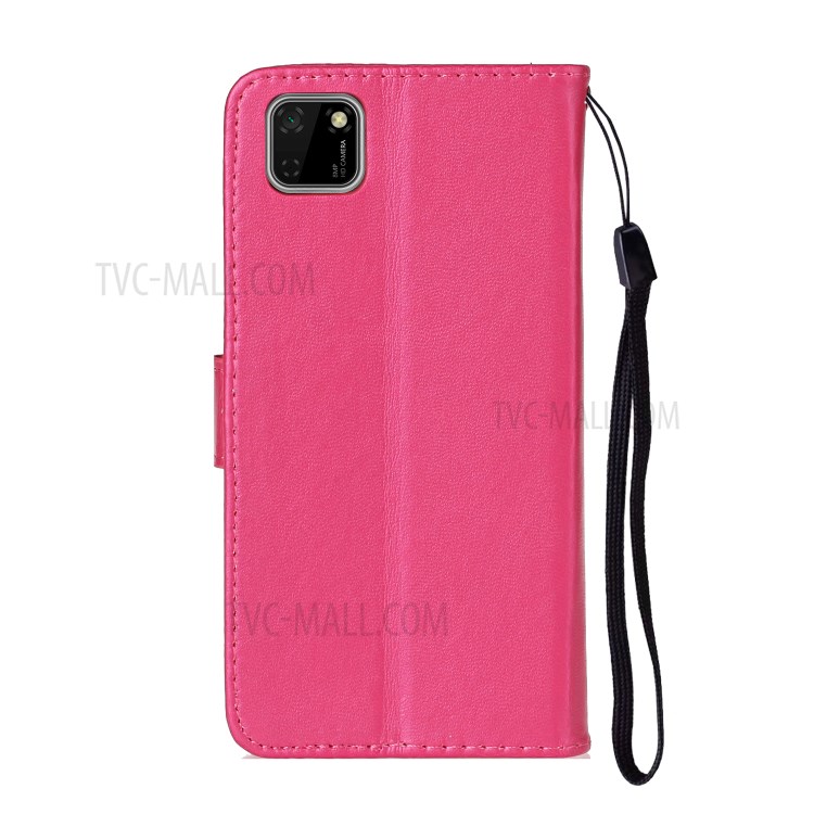 Leather Unqiue Design Phone Case with Strap for Huawei Y5p/Honor 9S - Rose-4
