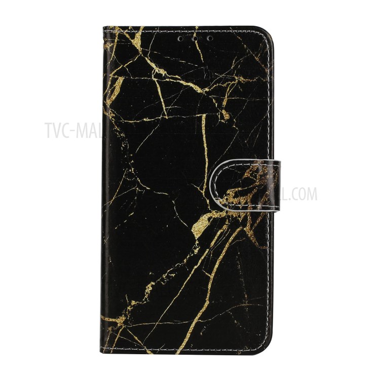 Pattern Printing Leather Wallet Phone Cover for Huawei P40 Lite 4G/Nova 6 SE/Nova 7i - Black Marble Grain-3