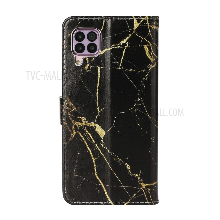 Pattern Printing Leather Wallet Phone Cover for Huawei P40 Lite 4G/Nova 6 SE/Nova 7i - Black Marble Grain-4