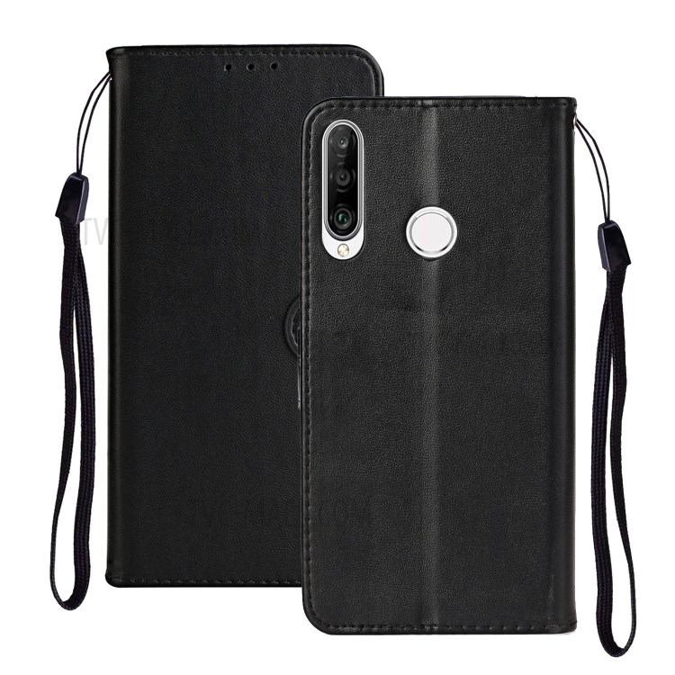 Wallet Leather Stand Phone Case with Strap for Huawei Y7p / P40 Lite E / Honor 9C - Black-2