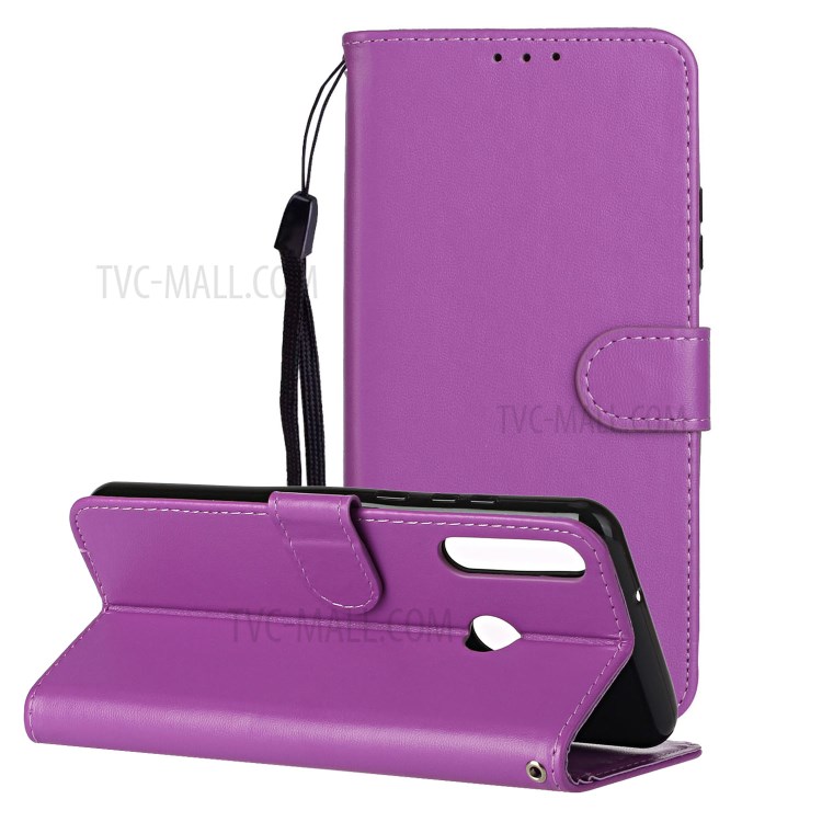 Wallet Leather Stand Phone Case with Strap for Huawei Y7p / P40 Lite E / Honor 9C - Purple-1