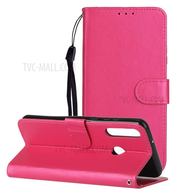 Wallet Leather Stand Phone Case with Strap for Huawei Y7p / P40 Lite E / Honor 9C - Rose-1