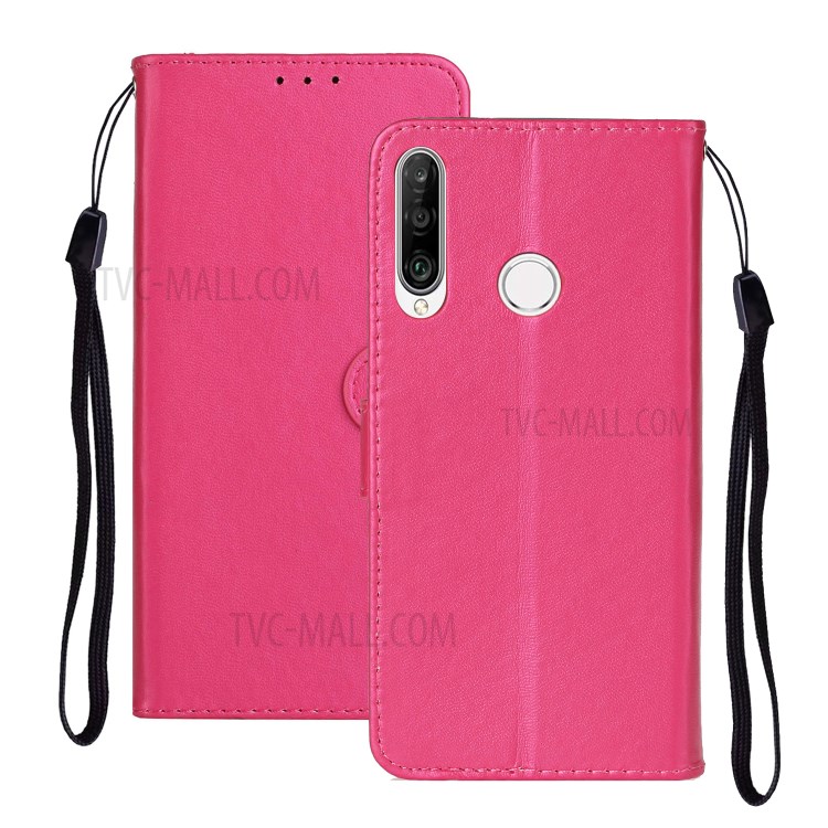 Wallet Leather Stand Phone Case with Strap for Huawei Y7p / P40 Lite E / Honor 9C - Rose-2