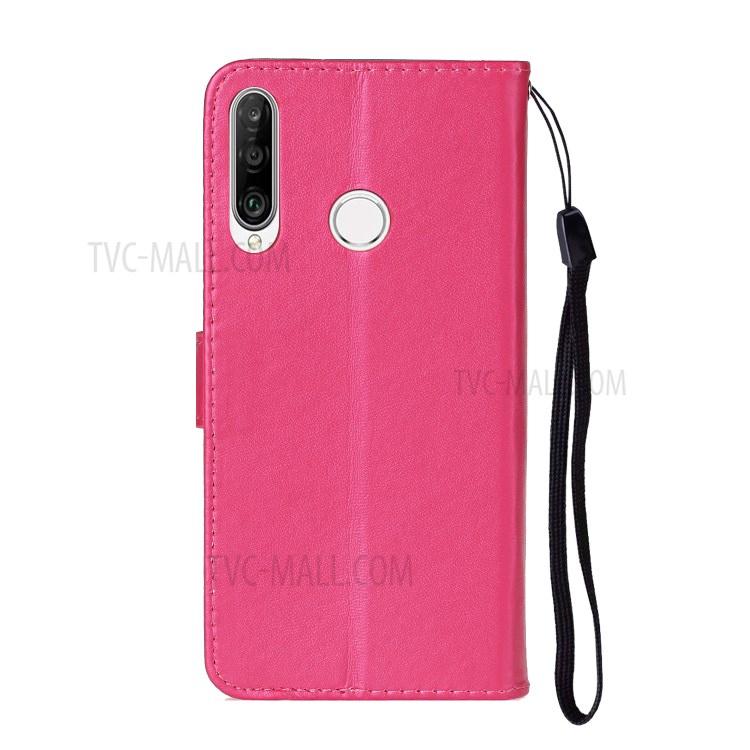 Wallet Leather Stand Phone Case with Strap for Huawei Y7p / P40 Lite E / Honor 9C - Rose-4