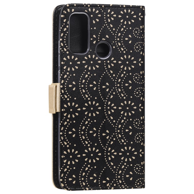 Dentelle Fermeture Éclair De Fleurs Avec Couverture En Cuir De Poche Pour P Smart 2020 Huawei - Noir-4