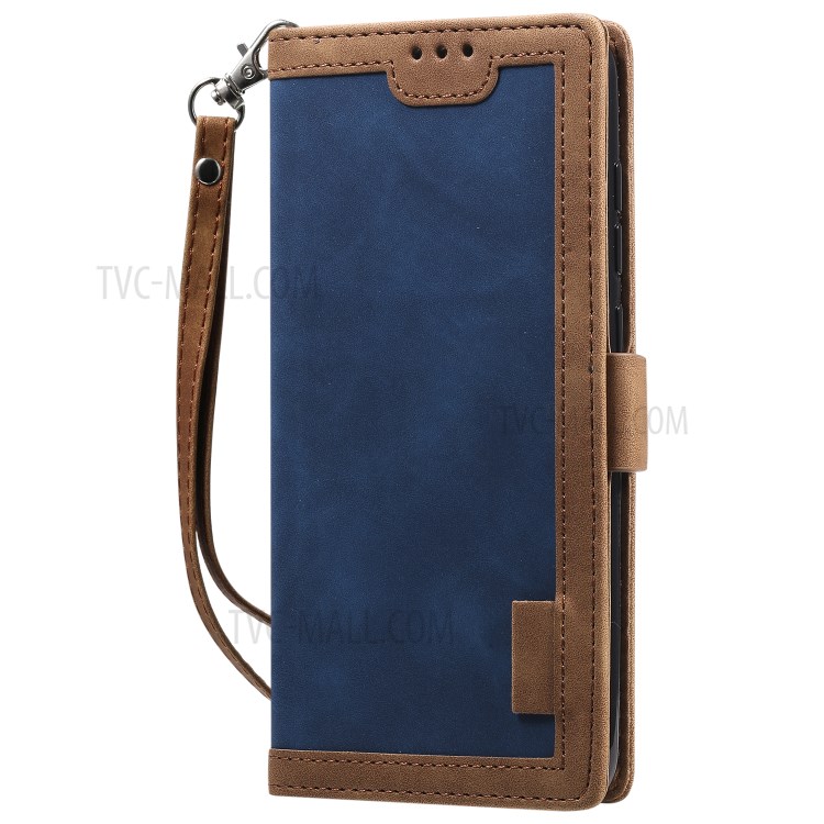 Estojo De Couro Da Aleta De Emenda Retro Para Huawei P SMART 2020 - Azul-2