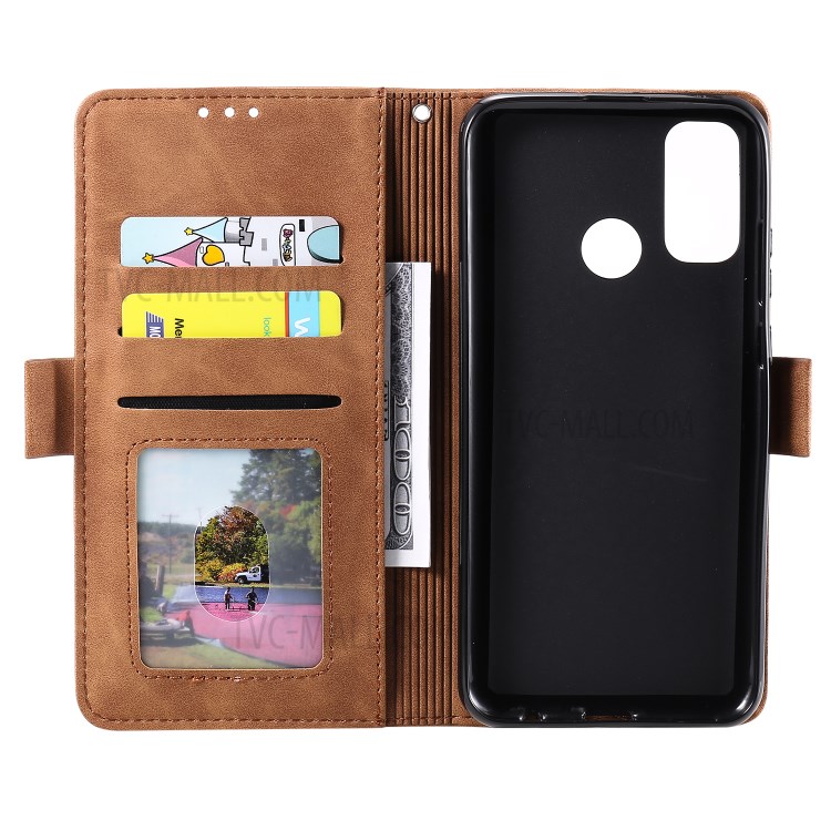 Estojo De Couro Da Aleta De Emenda Retro Para Huawei P SMART 2020 - Azul-5