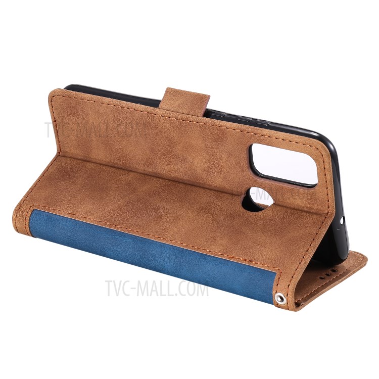 Estojo De Couro Da Aleta De Emenda Retro Para Huawei P SMART 2020 - Azul-6