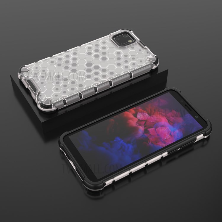 Honeycomb Pattern Shock-proof TPU + PC Unique Cover for Huawei Y5p - White-12